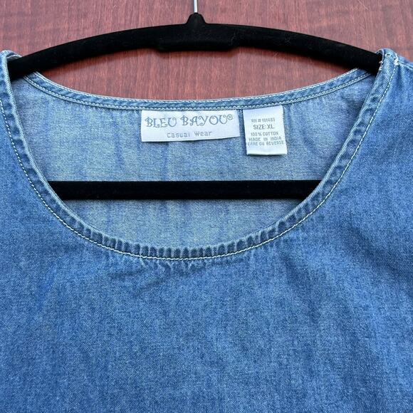 Bleu Bayou Women's Denim Fringe Tunic Top - Size XL - Picture 6 of 7